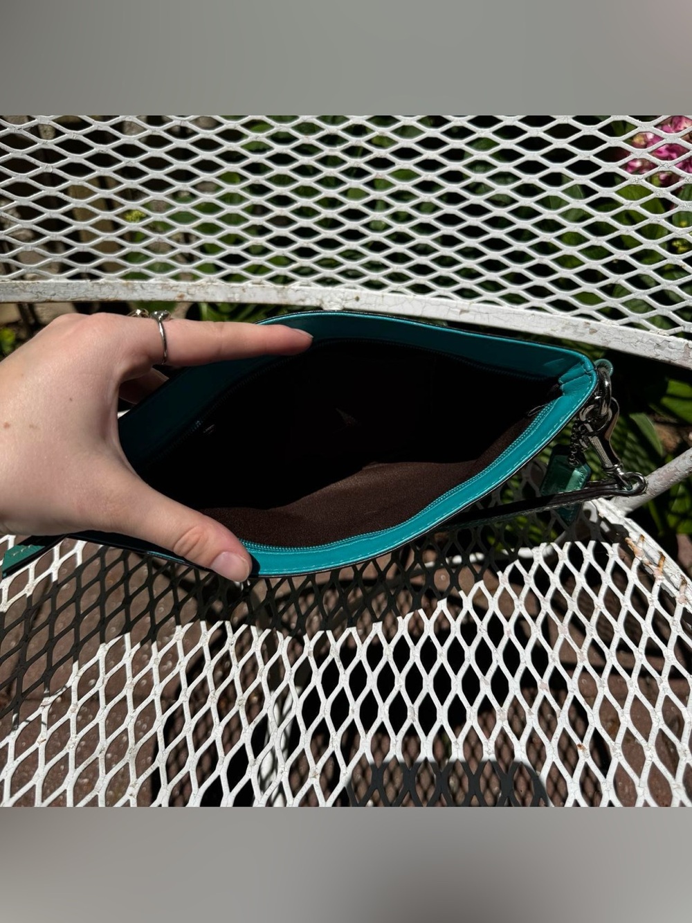 Large Green Coach Patent Leather Wristlet - Picture 7 of 7